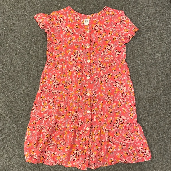 Gap Kids punk floral butterfly sleeve woven tiered dress size 8 - Picture 2 of 6